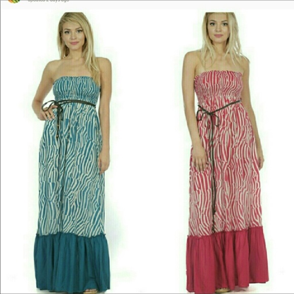 BOUTIQUE STRAPLESS MAXI DRESS WITH OPTIONAL STRAPS - Picture 1 of 2